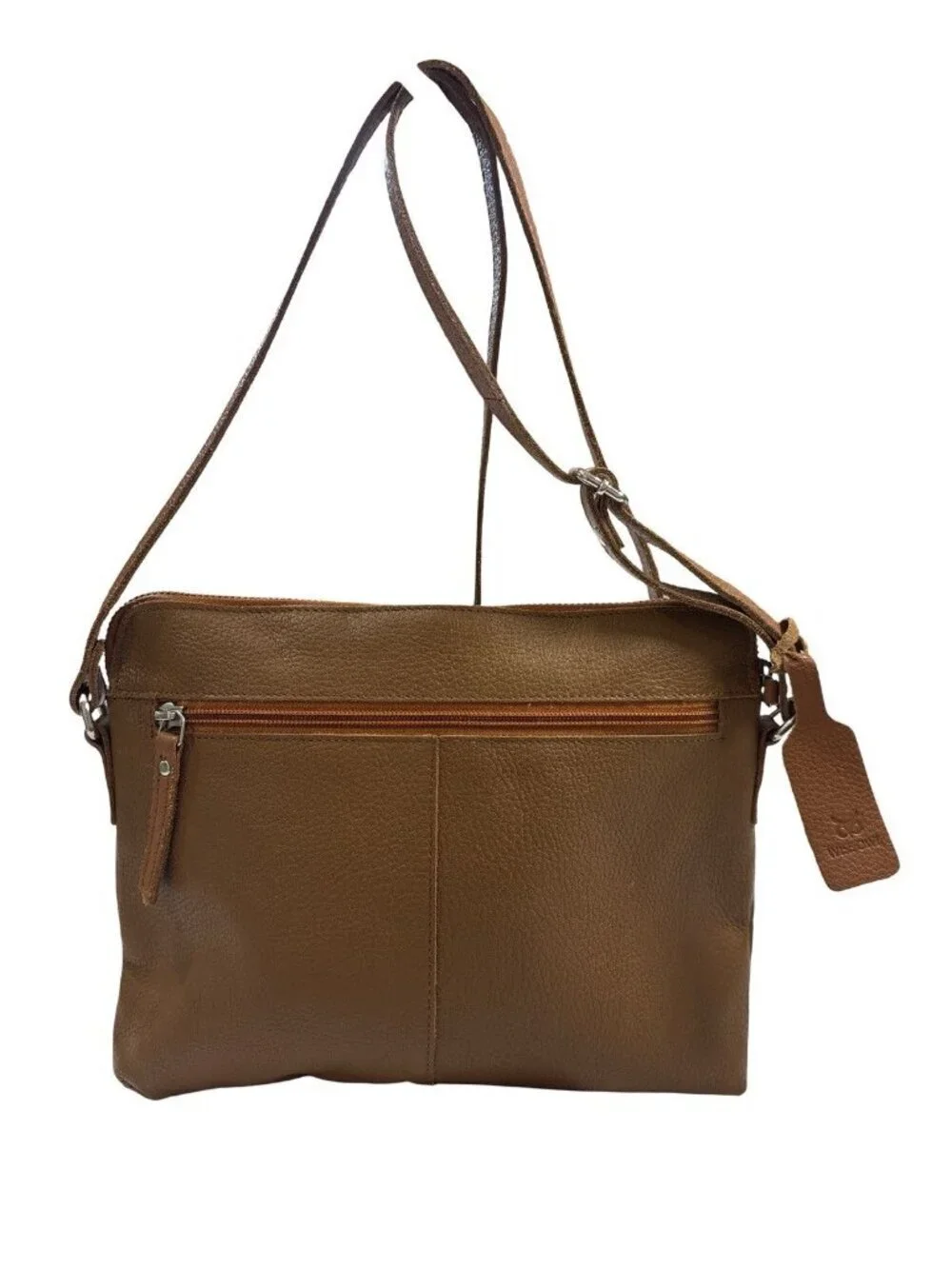 Wise Owl Brown Leather Small Soft Pebbled Crossbody Bag